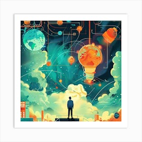 Man Standing On Top Of A Building Art Print