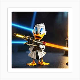 Donald Duck With Lightsaber Art Print