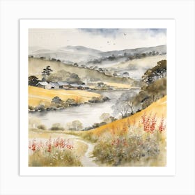 Japanese Landscape Painting Sumi E Drawing (9) Art Print