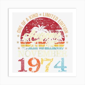 Awesome Since November 1974 Vintage 48th Birthday Art Print