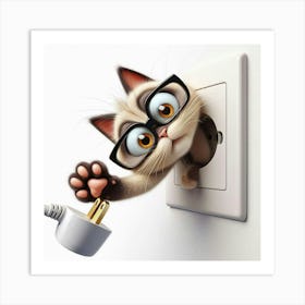 Cat In A Socket Art Print