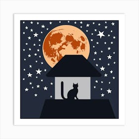 Cat On Roof Art Print