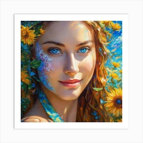 Girl With Blue Eyes Art Print