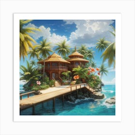 Tropical House On The Beach Art Print