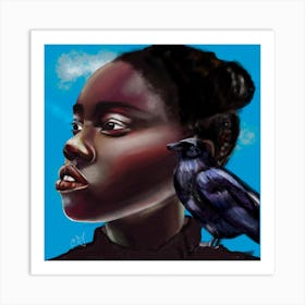 Fly Away Girl Square Art Print