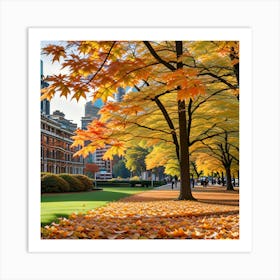 Autumn Leaves In The Park Art Print