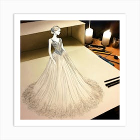 Drawing Of A Wedding Dress Art Print