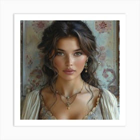 Portrait Of A Beautiful Young Woman Art Print