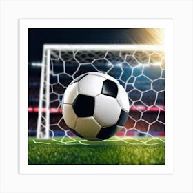 Soccer Ball In The Net Art Print