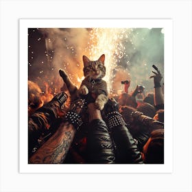 Rock And Roll Cat Art Print