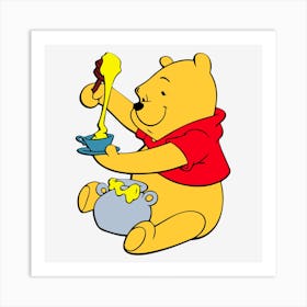 Winnie The Pooh and honey Art Print
