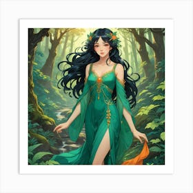 Fairy Girl In The Forest 3 Art Print