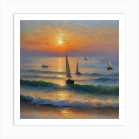 Sunset sailing Art Print