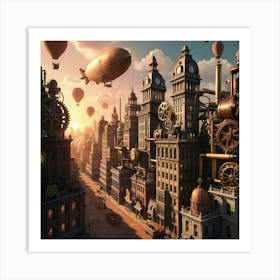 Steampunk City 4 Art Print