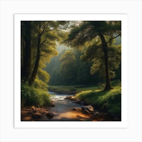 Stream In The Forest 17 Art Print