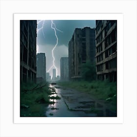 Lightning In The City Art Print