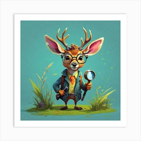 Deer With A Magnifying Glass 1 Art Print