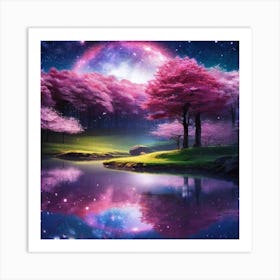 Pink Trees In The Moonlight Art Print