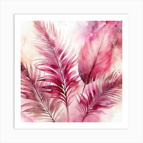 Pink Palm Leaves Art Boho Art Print