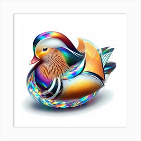 Mandarin Duck Effect Color Drawing - Wild Bird Artwork 169 Art Print