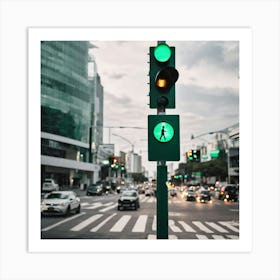 Traffic Light In The City Art Print