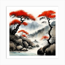 Japanese Landscape Painting (300) Art Print