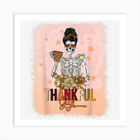 One Thankful Gigi Coffee Lover Bleached Thanksgiving Gigi Art Print