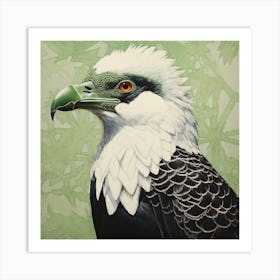 Ohara Koson Inspired Bird Painting Crested Caracara 2 Square Art Print