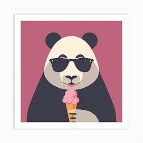 Panda Bear Eating Ice Cream Art Print
