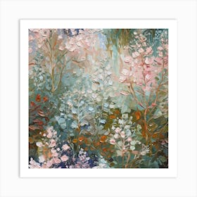 Beautiful Botanical Plants Shades Of Blush Pink Pale Blue And Mint Green Terracotta Olive Green Art Print