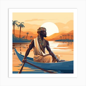 Egyptian Man In Boat 2 Art Print