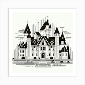 Castle In Black And White Art Print