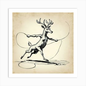 Deer With A Rope Art Print