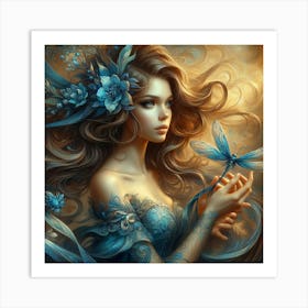 Fairytale Girl With Dragonfly Art Print