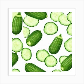 Cucumbers On A White Background 5 Art Print