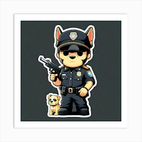 Police Officer And Dog Art Print