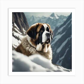 St Bernard Dog 79 Art Print