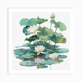 Springtime-Duck-Pond-Clipart.12 Art Print