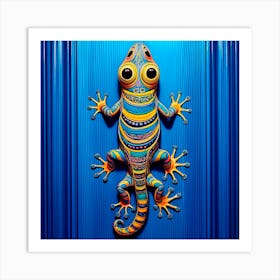 Gecko on Blue Art Print