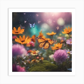 Butterfly In The Garden 1 Art Print