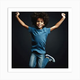 Happy Little Boy Jumping In The Air Art Print