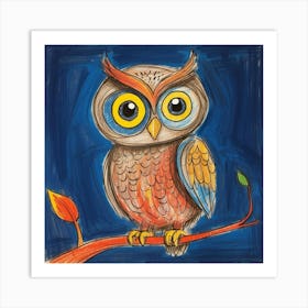 Owl On A Branch 5 Art Print