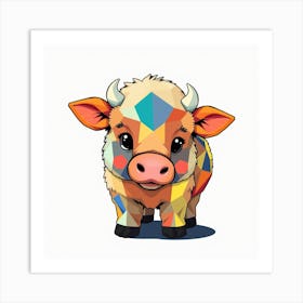 Geometric Cow Art Print