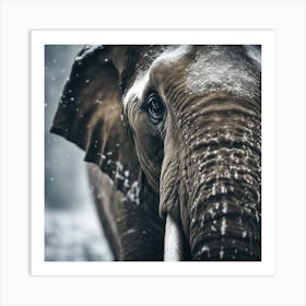 A Close Up Of A Majestic Elephant, Capturing Its Intense Gaze And Powerful Presence Art Print