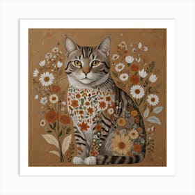 Cat With Flowers 8 Art Print