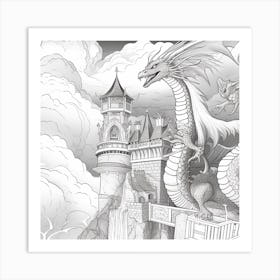 Dragon And Castle Art Print