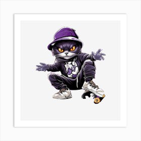 Cat Skateboarder 5 Art Print