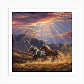 Horses In The Sun Art Print