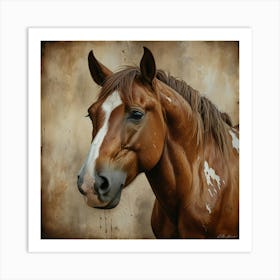 Leonardo Lightning Xl Watercolor Art Brown And White Horse Can 0 Art Print