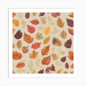 Autumn Leaves Seamless Pattern 1 Art Print